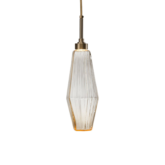 Aalto LED Pendant Light in Heritage Brass/Amber Glass (19.2-Inch).