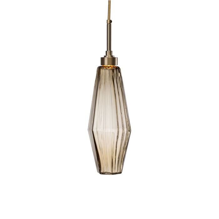 Aalto LED Pendant Light in Heritage Brass/Bronze Glass (19.2-Inch).
