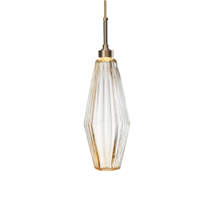 Aalto LED Pendant Light in Heritage Brass/Amber Glass (21.2-Inch).