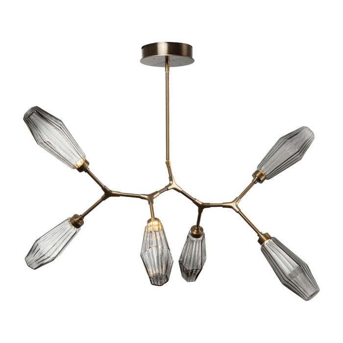 Aalto Modern Branch LED Chandelier in Heritage Brass (6-Light).