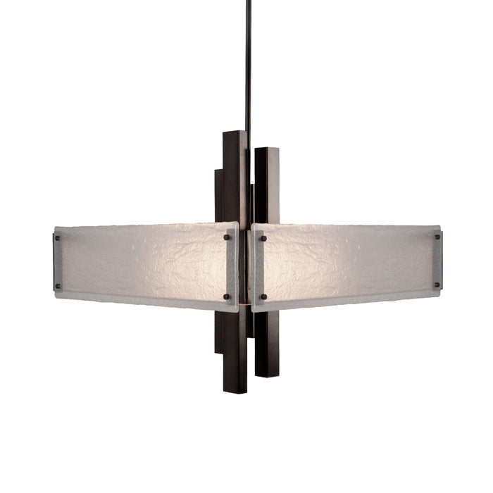 Carlyle Square Chandelier in Gunmetal (Granite Glass - Frosted).