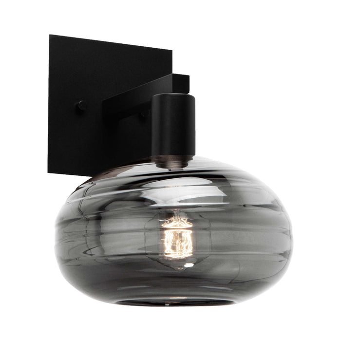 Coppa Wall Light in Matte Black/Smoke Glass.