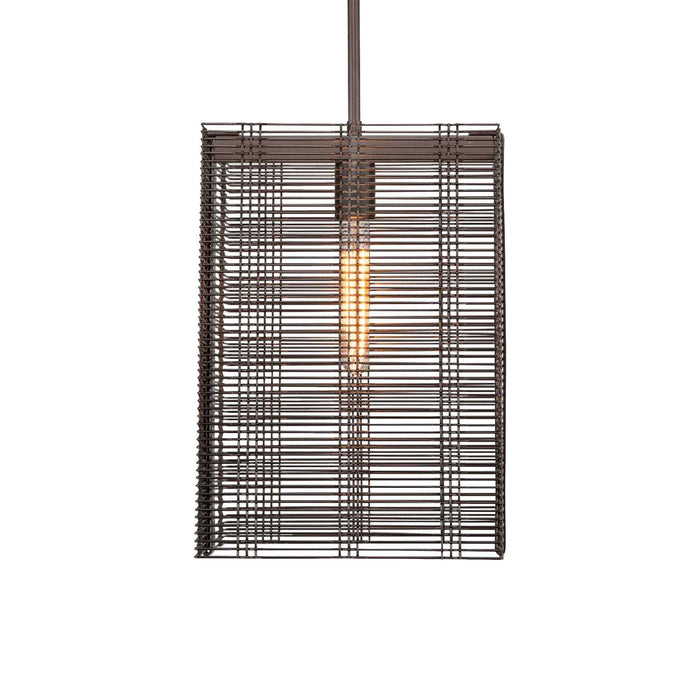 Downtown Mesh Oversized Pendant Light in Flat Bronze/Exposed Bulb/Incandescent.