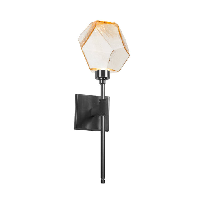 Gem Belvedere LED Wall Light in Gunmetal/Amber Glass.