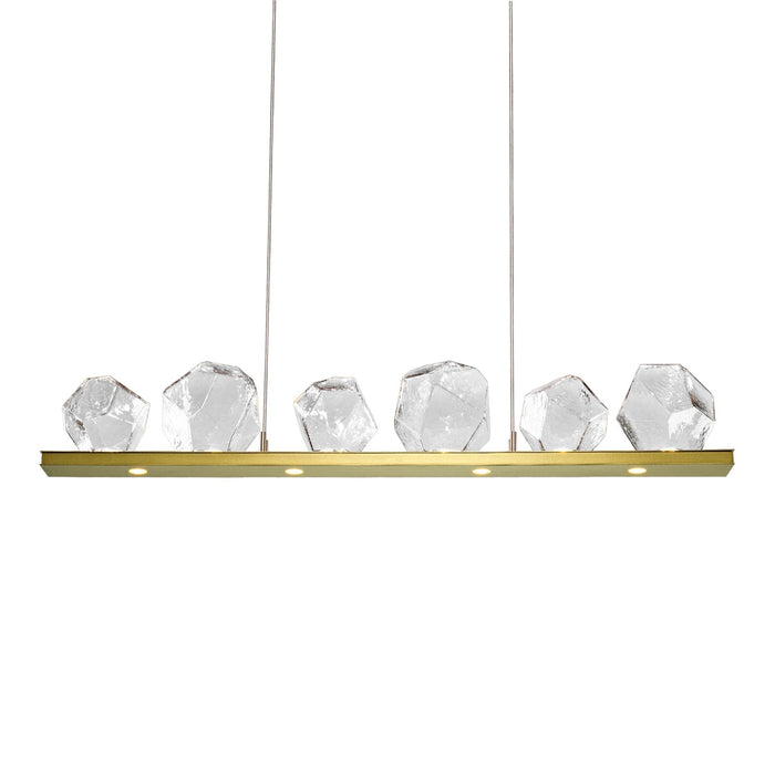 Gem Bezel LED Linear Pendant Light in Heritage Brass/Clear Glass (44-Inch).