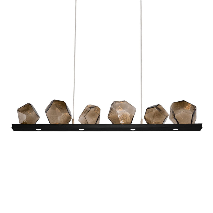 Gem Bezel LED Linear Pendant Light in Matte Black/Bronze Glass (44-Inch).