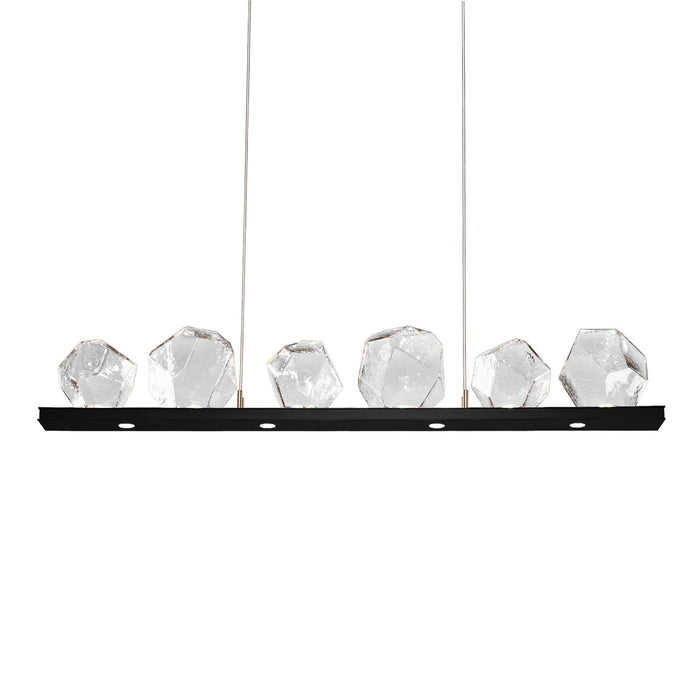 Gem Bezel LED Linear Pendant Light in Matte Black/Clear Glass (44-Inch).