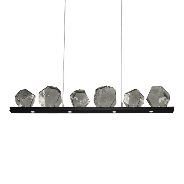 Gem Bezel LED Linear Pendant Light in Matte Black/Smoke Glass (44-Inch).