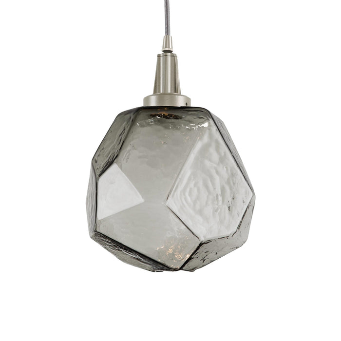 Gem LED Pendant Light in Metallic Beige Silver/Smoke Glass.