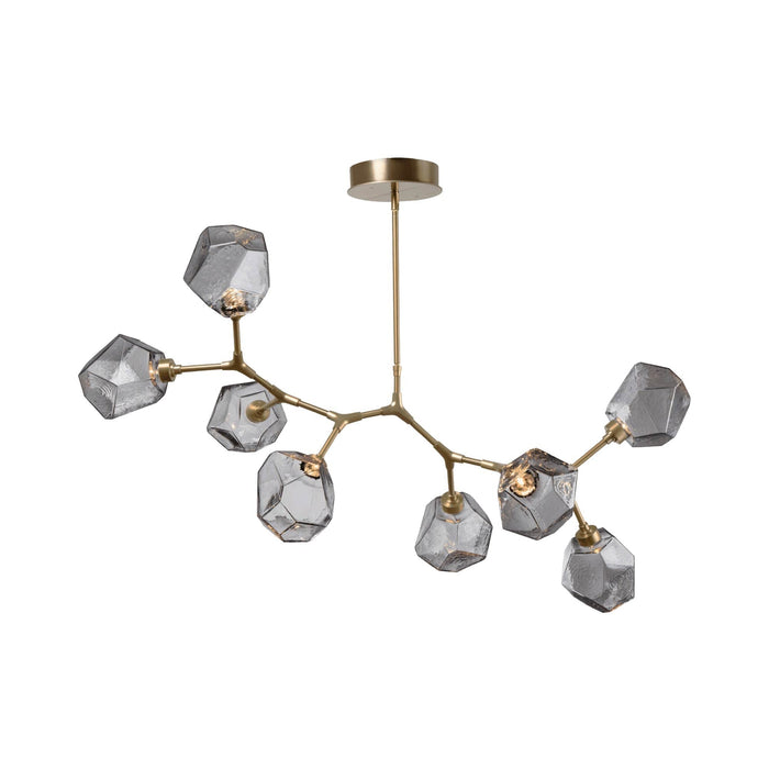 Gem Modern Branch LED Pendant Light in Gilded Brass/Smoke Glass (8-Light).