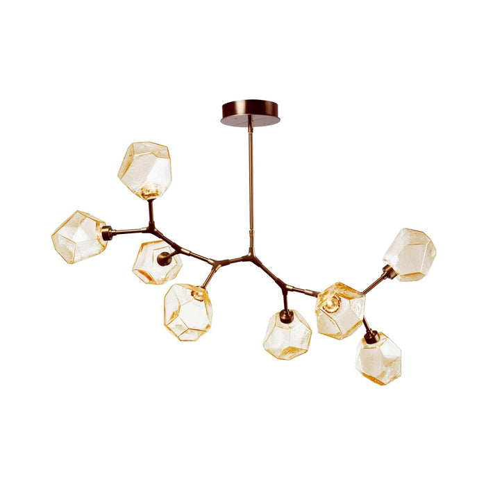 Gem Modern Branch LED Pendant Light in Oil Rubbed Bronze/Amber Glass (8-Light).