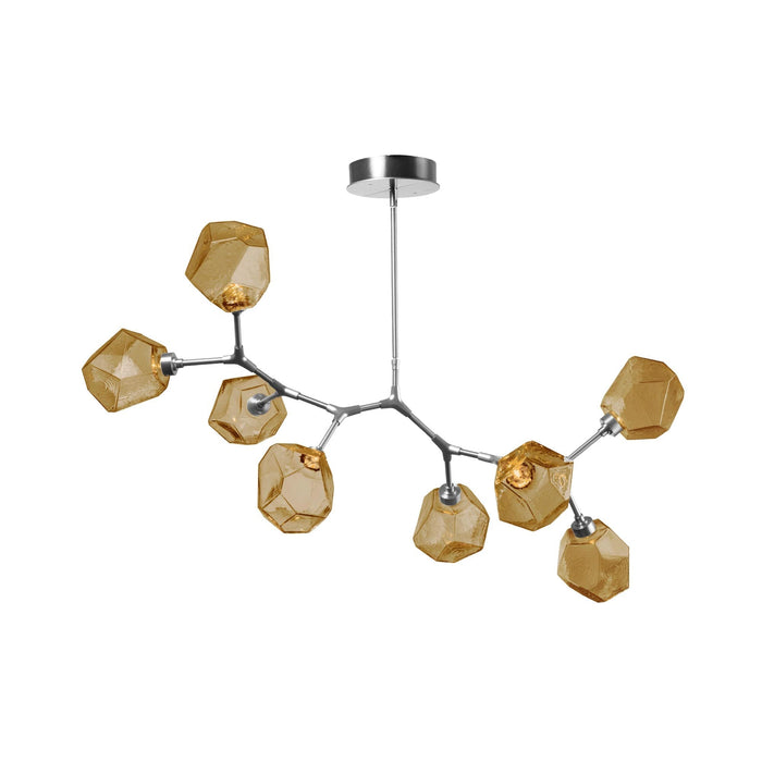Gem Modern Branch LED Pendant Light in Satin Nickel/Bronze Glass (8-Light).