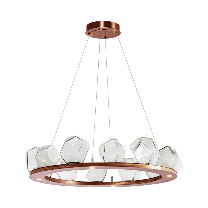 Gem Ring LED Chandelier in Oil Rubbed Bronze/Blown Glass Gem - Clear (37.8-Inch).