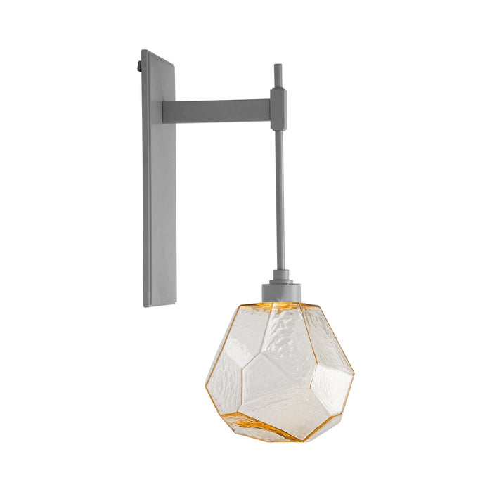 Gem Tempo LED Wall Light in Metallic Beige Silver/Amber Glass.