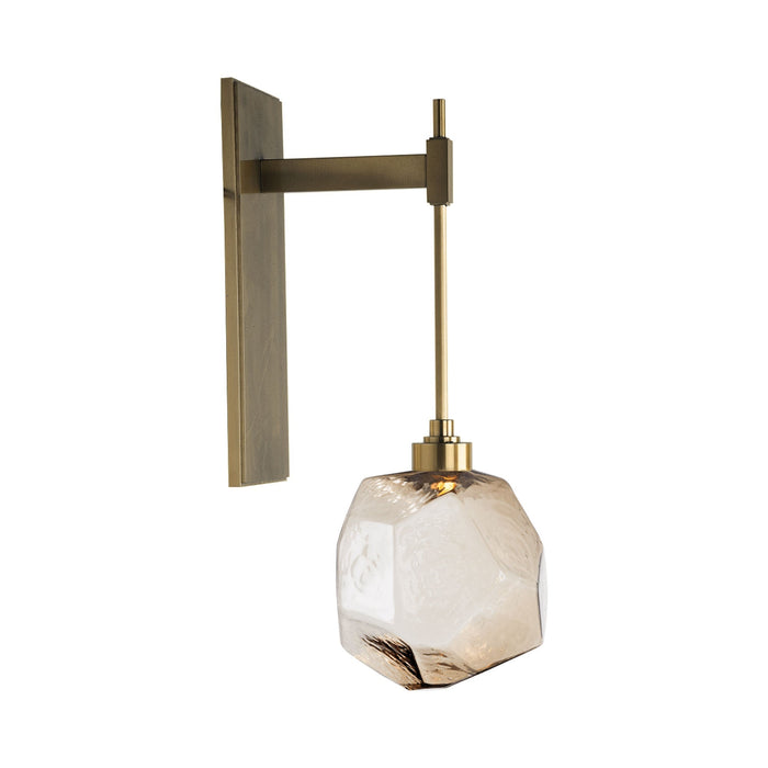 Gem Tempo LED Wall Light in Heritage Brass/Bronze Glass.