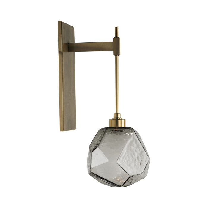 Gem Tempo LED Wall Light in Heritage Brass/Smoke Glass.