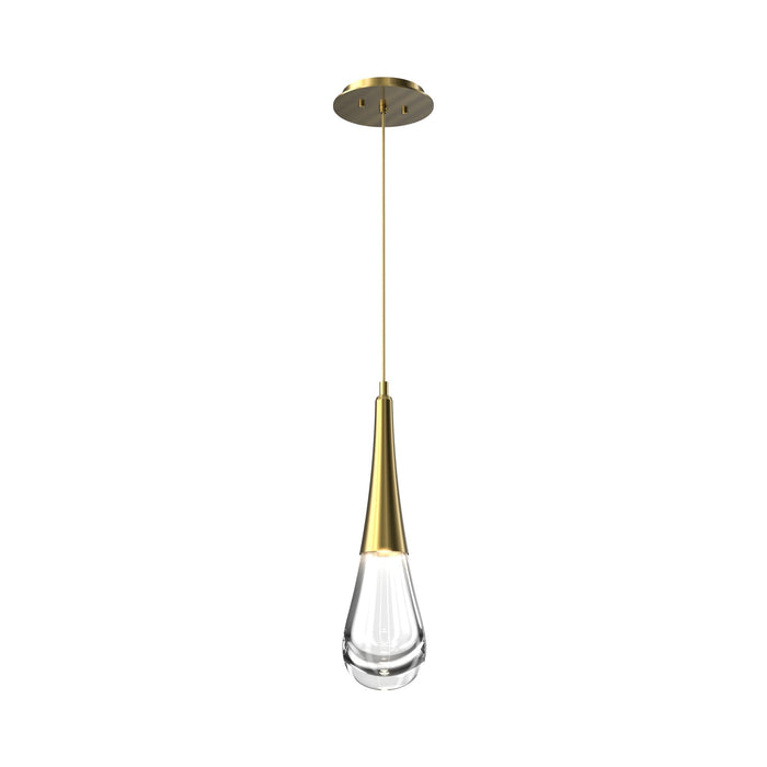Raindrop LED Pendant Light in Heritage Brass.