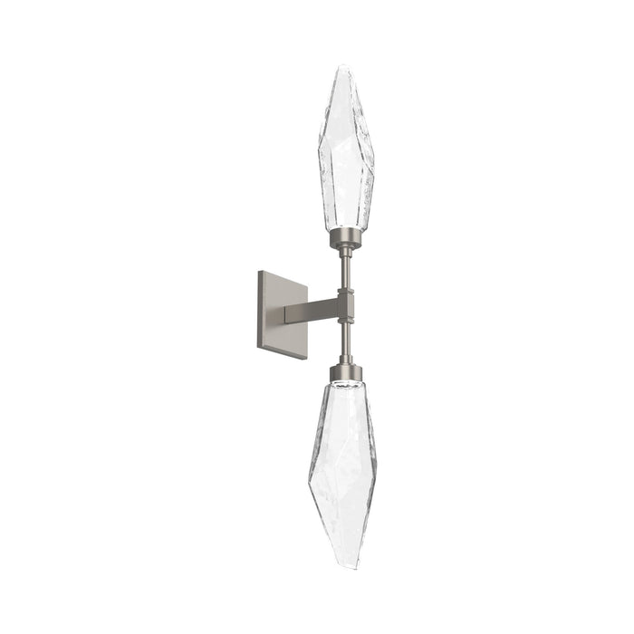 Rock Crystal LED Double Wall Light in Metallic Beige Silver/Chilled - Clear.