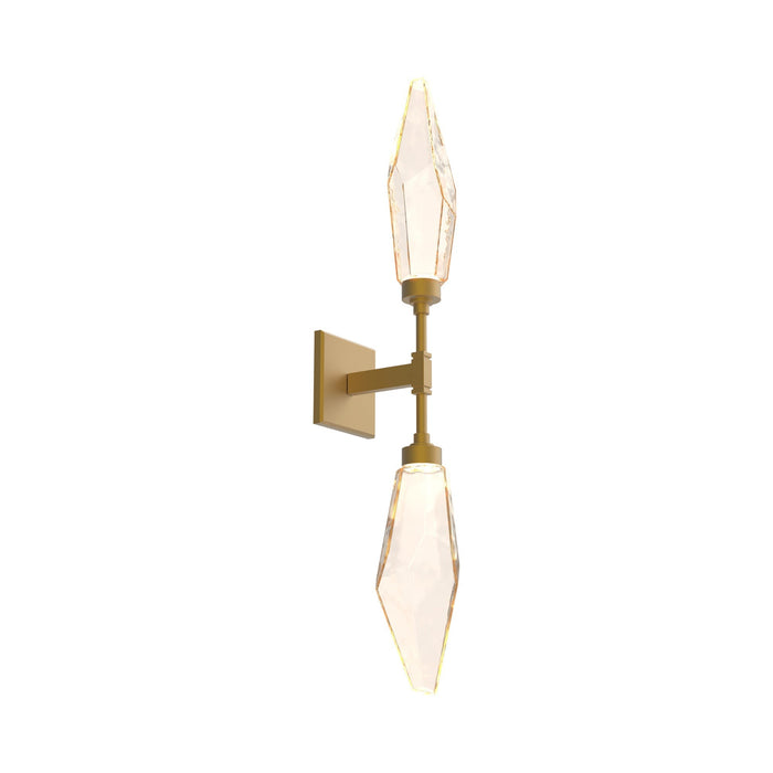 Rock Crystal LED Double Wall Light in Gilded Brass/Chilled - Amber.