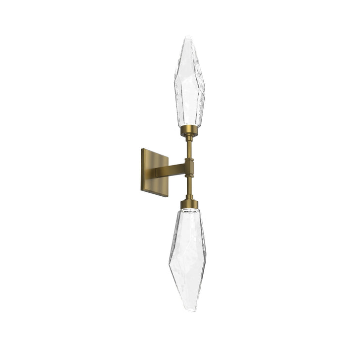 Rock Crystal LED Double Wall Light in Heritage Brass/Chilled - Clear.