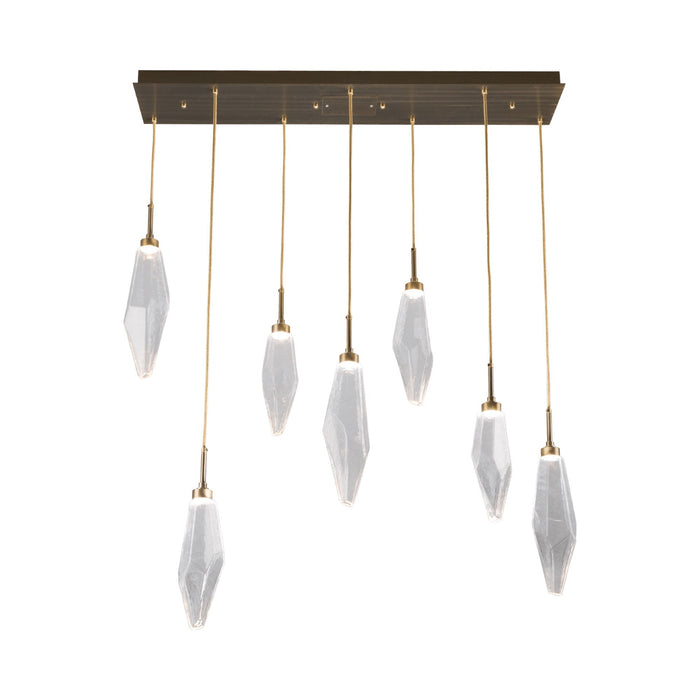 Rock Crystal LED Multi Light Pendant Light in Heritage Brass/Chilled - Clear.