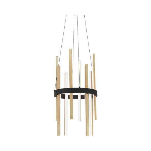 Harmonix Round LED Pendant Light in Black and Brass.