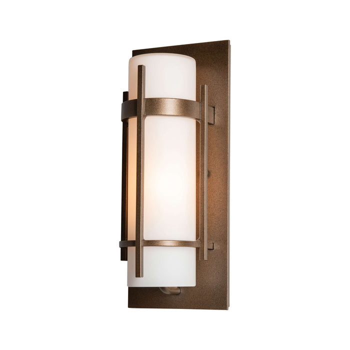 Banded Outdoor Wall Light in Small/Incandescent/Coastal Bronze/Opal Glass.