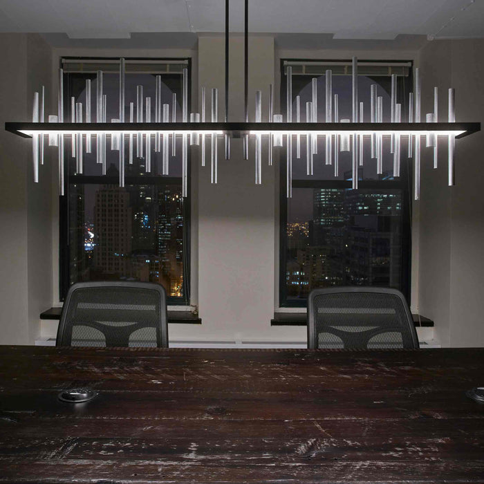 Cityscape Large LED Pendant Light in dining room.