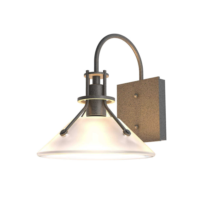 Henry Glass Shade Outdoor Wall Light in Small/Coastal Natural Iron/Frosted Glass.