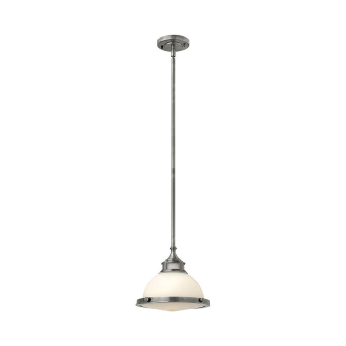 Amelia Mini Pendant Light in Small/Polished Antique Nickel With Etched Opal.