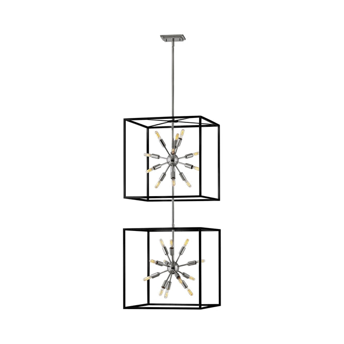 Aros Tiered Pendant Light in 2-Tier/Black/Polished Nickel.