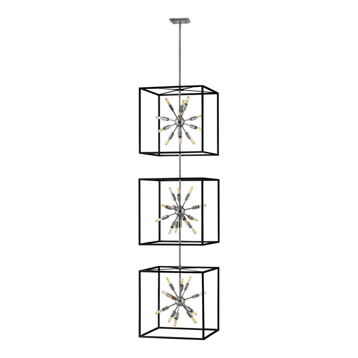 Aros Tiered Pendant Light in 3-Tier/Black/Polished Nickel.