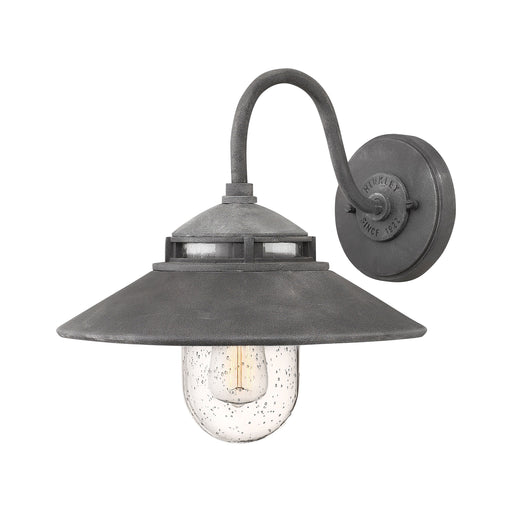 Atwell Outside Area Wall Light in Aged Zinc.