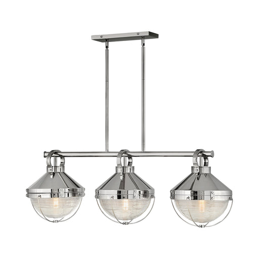 Crew Linear Pendant Light in Polished Nickel.