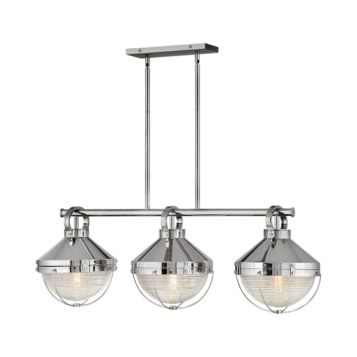 Crew Linear Pendant Light in Polished Nickel.