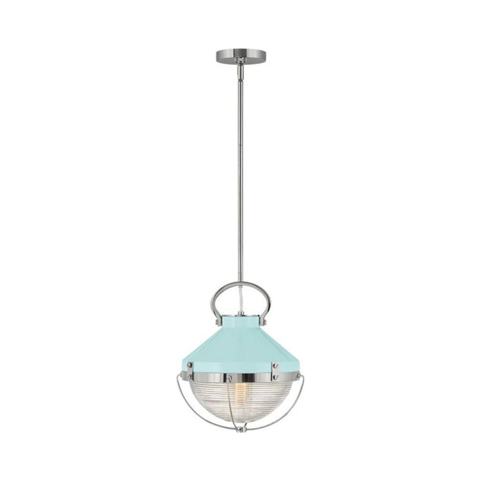 Crew Pendant Light in Small/Polished Nickel/Robin'S-Egg Blue.