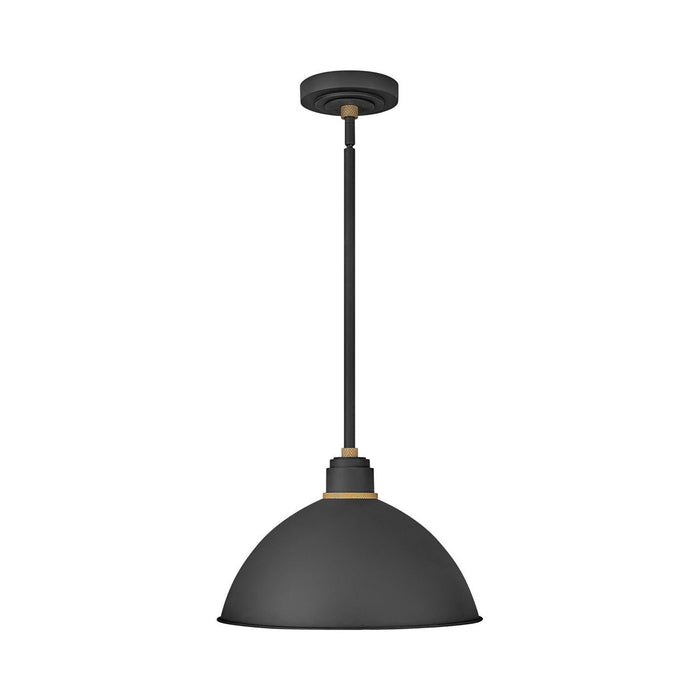 Foundry Outdoor Pendant Barn Light in Dome/Textured Black (16-Inch).