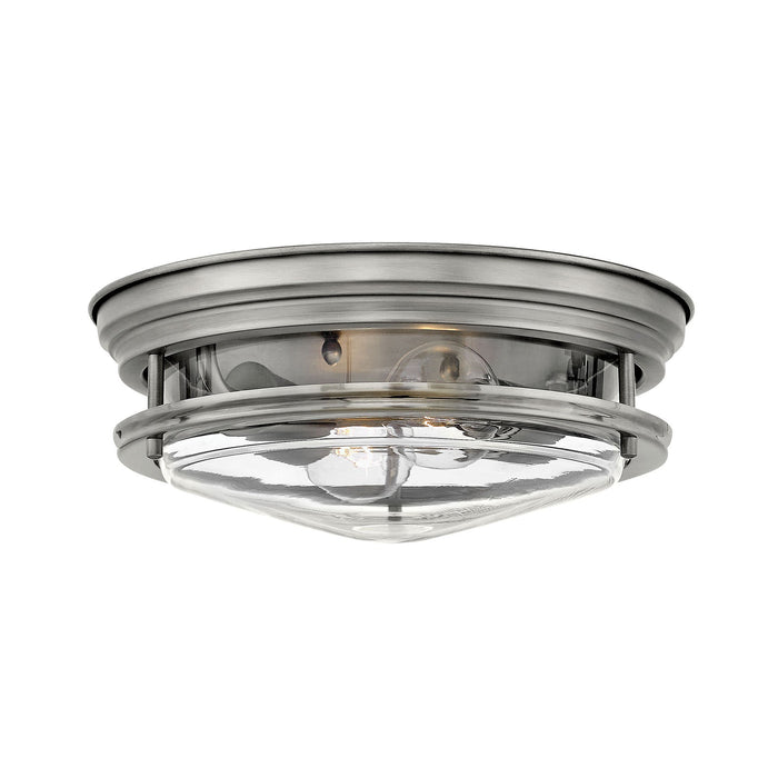 Hadley Flush Mount Ceiling Light in Medium/Brushed Bronze/Clear Glass.