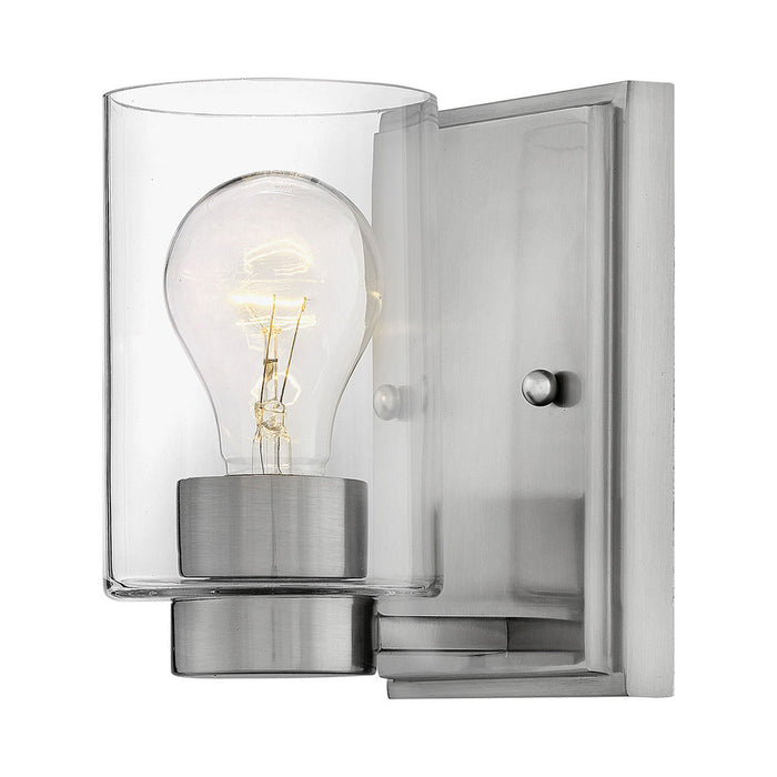 Miley Bath Wall Light in Brushed Nickel With Clear Glass/E26 Medium Base.