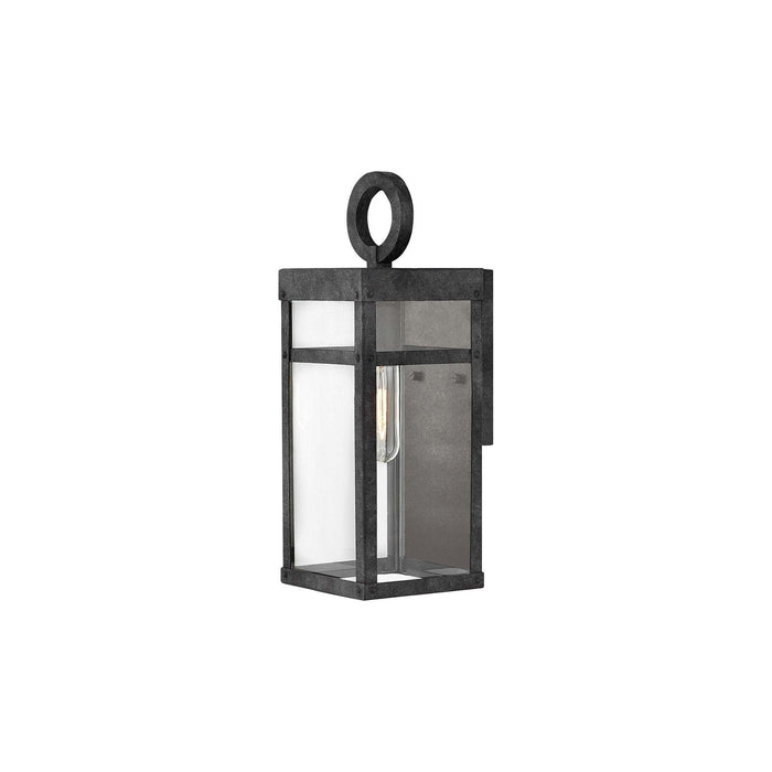 Porter Outside Area Wall Light in X-Small/Aged Zinc.