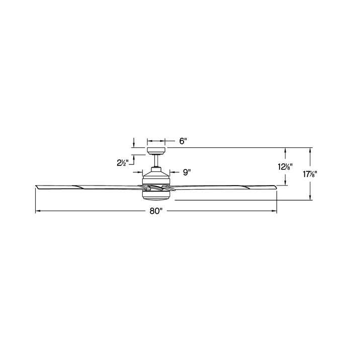 Turbine LED Ceiling Fan - line drawing.