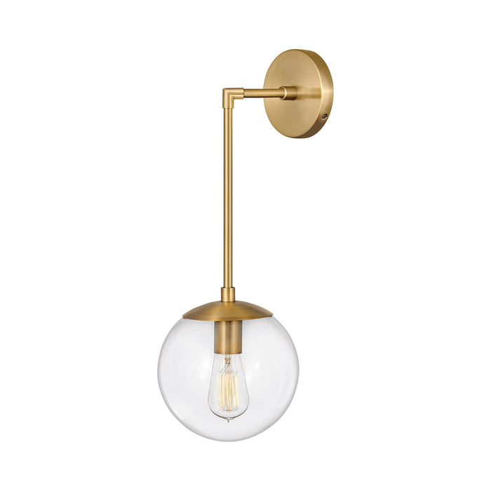 Warby Wall Light in Heritage Brass/Clear.