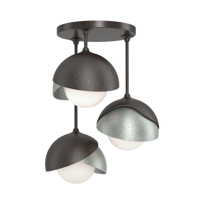 Brooklyn 3-Light Double Shade Semi Flush Mount Ceiling Light in Oil Rubbed Bronze/Vintage Platinum.
