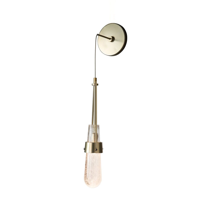 Link Low Voltage LED Wall Light in Modern Brass/Clear Bubble Glass.