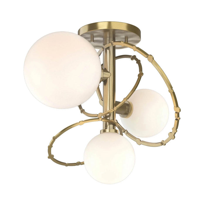 Olympus Semi Flush Ceiling Light in Modern Brass.