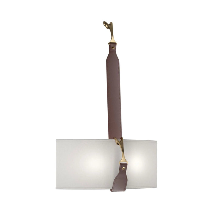 Saratoga LED Wall Light in Natural Anna/Leather British Brown.