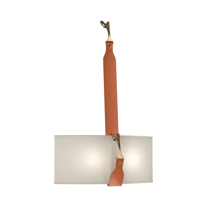 Saratoga LED Wall Light in Natural Linen/Leather Chestnut.