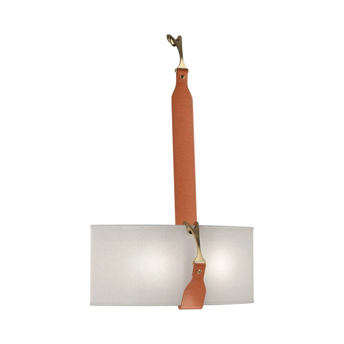 Saratoga LED Wall Light in Flax/Leather Chestnut.