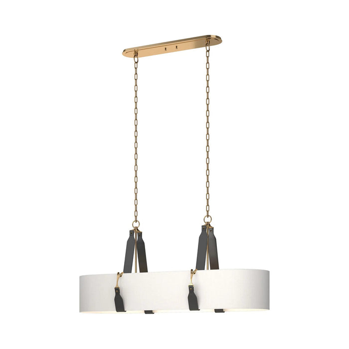 Saratoga Oval Pendant Light in Antique Brass/Leather Black/Natural Anna.