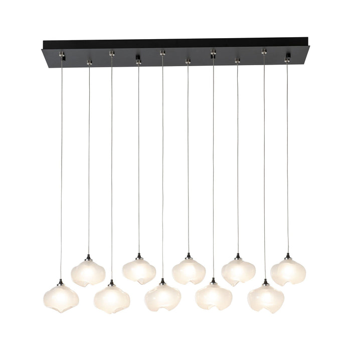 Ume LED Linear Pendant Light in Black/Frosted Glass.